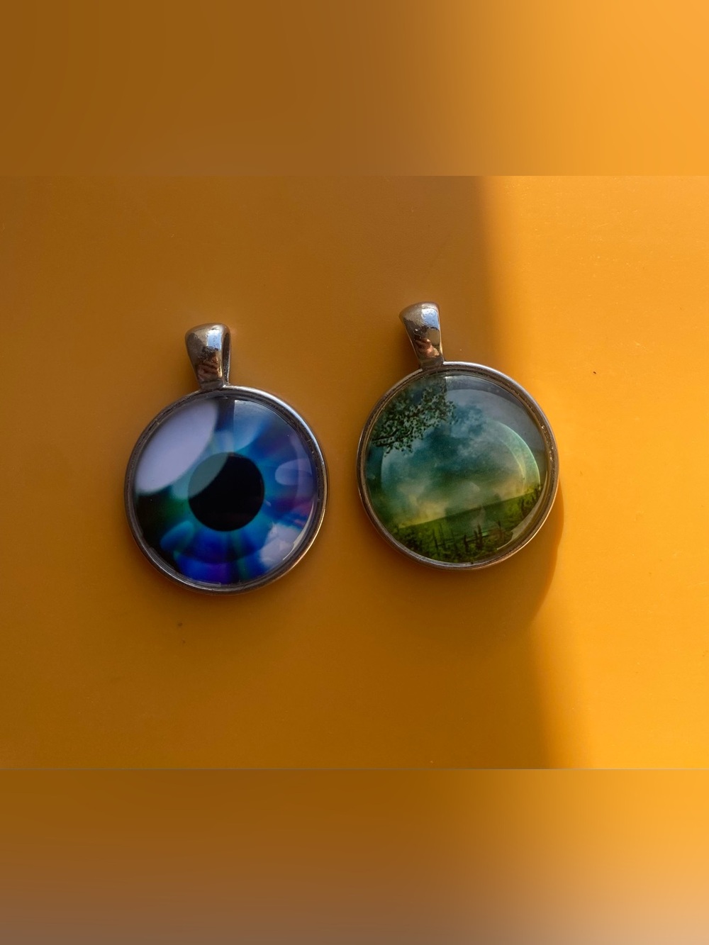 2 Piece Bundle of Glass Cabochon Charm Pendants / Keychain / DIY Jewelry (pendan
